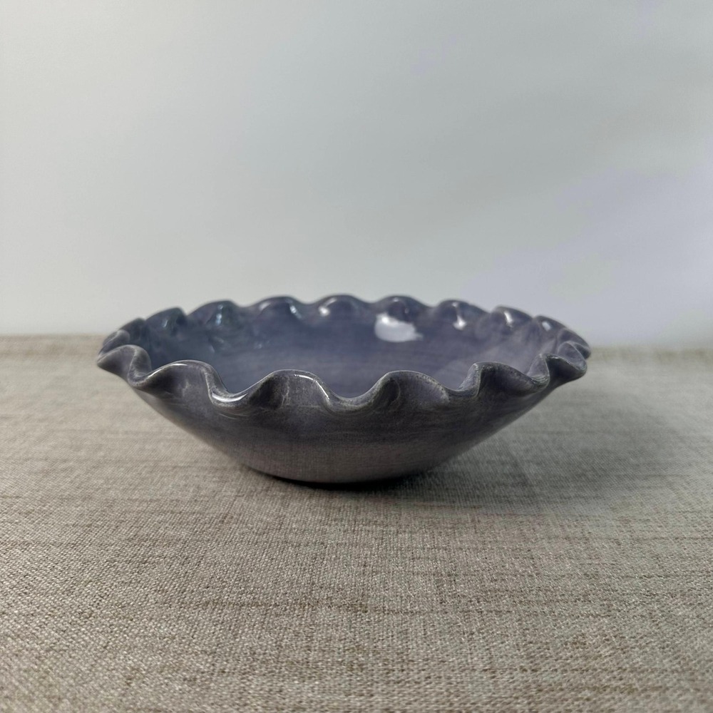 Vintage Lavender Studio Pottery Bowl | Ruffled Edge Ceramic Bowl